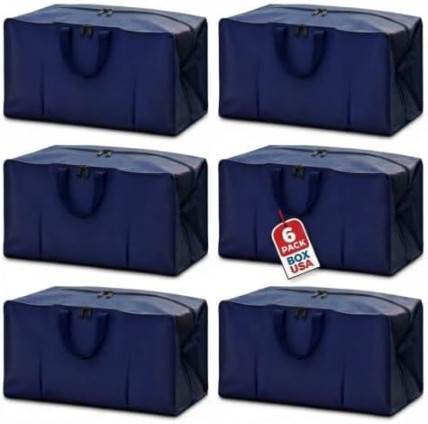 BOX USA 6-Pack Moving Bags with Strong Handles & Zippers - Heavy Duty Extra Large Packing Bags for Storage, Moving Boxes, Dorm & College Supplies, Blue by BOXUSA