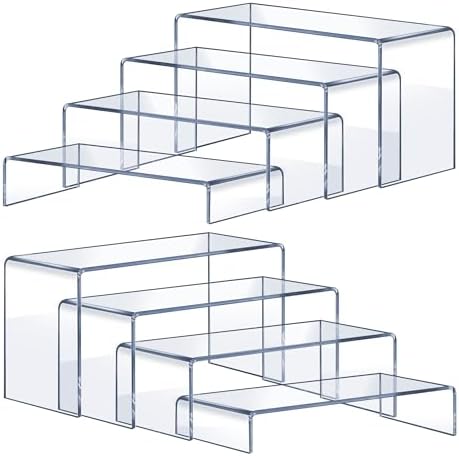 Acrylic Risers 8 Pcs (2 Sets), Clear Display Stands, 4 Sizes by Unknown