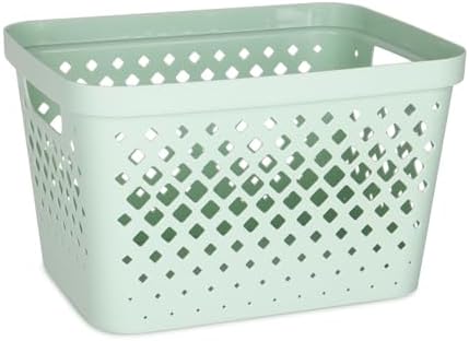 Glad Plastic Storage Basket Set, Value Pack of 6 | Open Storage Bins for Shelves, Bathroom, Pantry, Closet | Nesting Organizer Boxes with Handles, 4 Gallon, Sage - Image 2