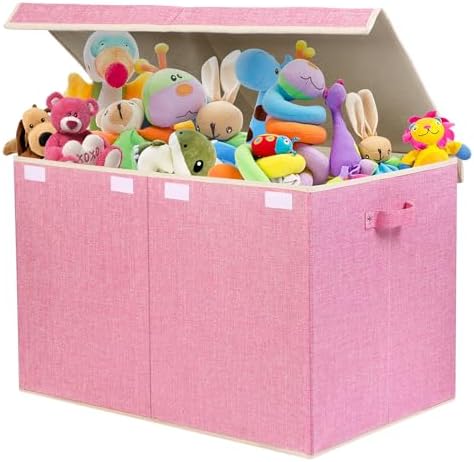 122L Large Toy Box Chest Storage with Lid, Collapsible Kids Toy Storage - Image 2