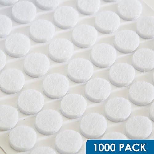 1000 Pack Rok Hardware Heavy Duty 3/8" (9.5mm) Diameter Self-Adhesive Felt Pads, Furniture/Cabinet Bumpers, 1/8" (3mm) Height, Round, White - ROKFELTP38WHT - Image 2