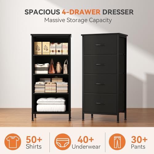 Sweetcrispy Dresser for Bedroom, 4 Drawer Storage Cabinet, Tall Nightstand - Image 4
