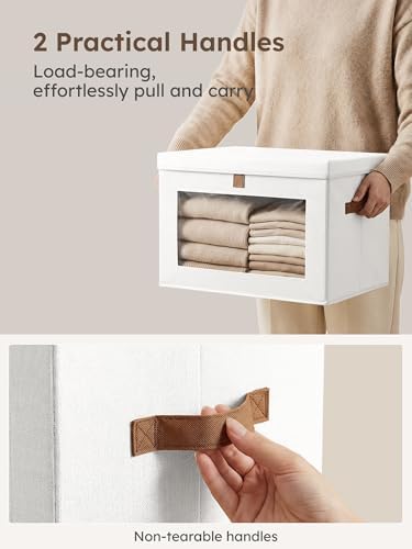 Homsorout Medium Fabric Storage Bins - Closet Shelf Organizer with Open Window, 6 Pack Closet Baskets for Shelves, Stackable Decorative Boxes for Home, Dorm, White, 13.7" x 9.8” x 9.8" - Image 2