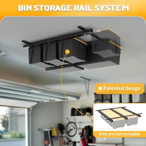 WALMANN Overhead Tote Storage Rails System, Garage Ceiling Bin Storage Rack - Image 2