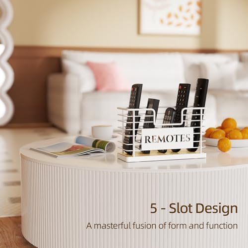 Remote Control Holder, 5-Slot TV Remote Holder Wall Mount, Universal Remote Caddy Large Size Design for Wall Table Living Room Bedroom, Easy Installation, White - Image 7