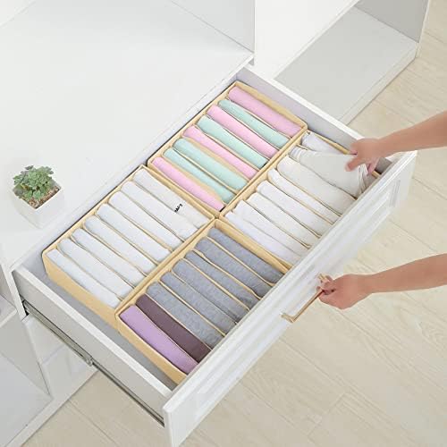 Qozary 4 Pack Drawer Organizers for Clothing, 8 Grids Foldable Closet Organizers and Storage Bins for Bedroom, Dresser Organizer Boxes for Thin T-shirts, Tank Tops - Image 6