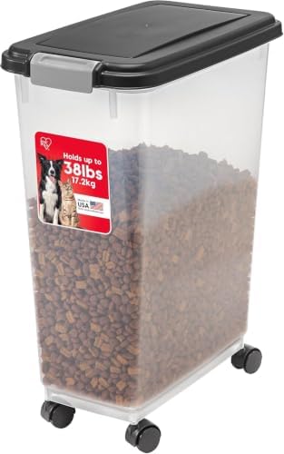 IRIS USA Dog Food Storage Container, Up to 38 lbs, Black, Made in USA by IRISUSA