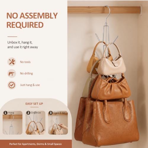 ZEDODIER 2 Pack Purse Hanger, Purse Organizer for Closet, Holds 12 Bags - Image 5