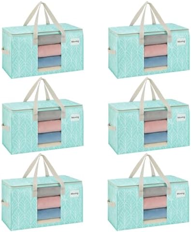VENO Moving Bags, Wide Open Top, Clear Window, Evergreen, 6 Pack by Veno