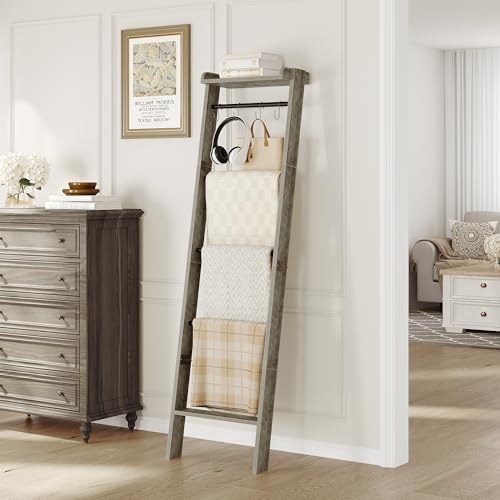 Hzuaneri Blanket Ladder Shelf, Farmhouse Ladder Holder, Blanket Organizer by Hzuaneri