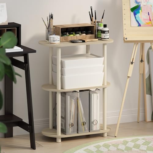 Furinno Turn-N-Tube Toolless 3-Tier Oval Display Shelf, Bauhaus Oak - Image 2