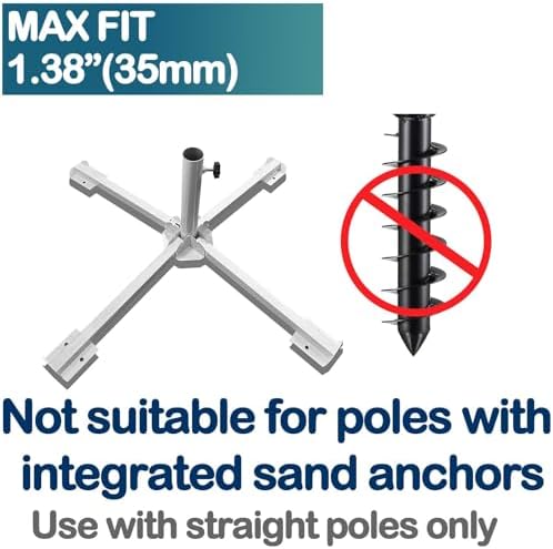 Foldable Portable Beach Umbrella Stand-Portable Patio Umbrella Base Holder,Outdoor Sunshade Anchor Size PLUS Thickened,Rust Free Tempered Iron Umbrella Stand for Courtyard,Swimming Pool,Beach,Grass - Image 2