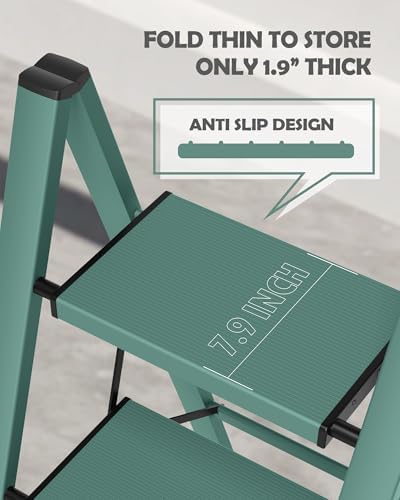 Taranta 2 Step Stool Foldable,Aluminum Step Ladder-Green - Image 3