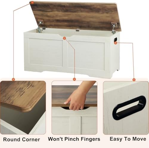 Timberer 39.4" Storage Chest, Wooden Storage Bench, Lift Top Toy Chest - Image 7