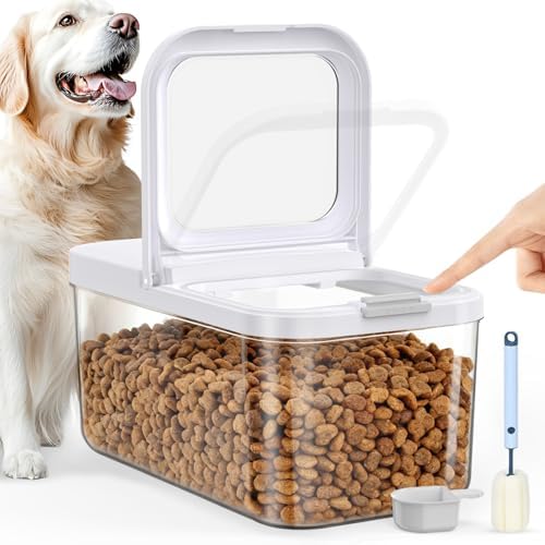 LEAWALK 6 Lbs Airtight Dog Cat Pet Food Storage Container PopTop White/B by LEAWALK