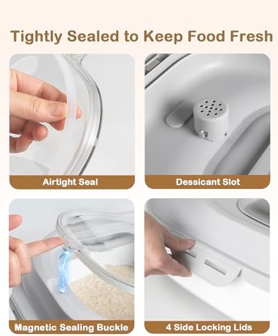 20-50 Lbs Airtight Food Storage Container Wheels,Collapsible Rice Container - Image 3