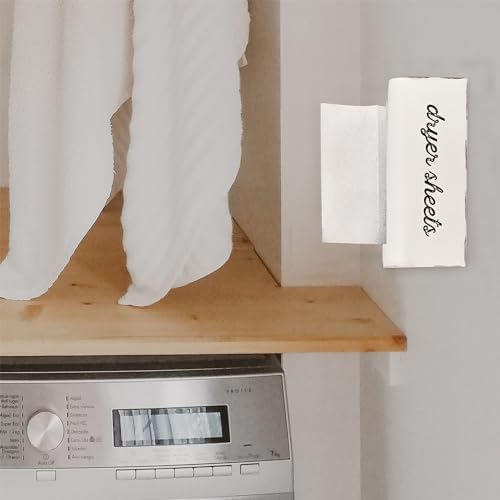 AuldHome Design Dryer Sheet Dispenser (White); Rustic Distressed Style Fabric Softener Sheet Holder for Laundry Room - Image 4