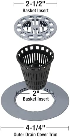 Danco Snap-in Shower Drain Cover with in-Drain Hair Catcher, 4-1/4" Round, Chrome Strainer, (10529) - Image 2