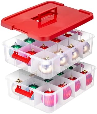 Tribello 2-Layer Christmas Ornament Storage Box Plastic - 24 Compartment Cchristmas Decoration Storage Box - Image 4