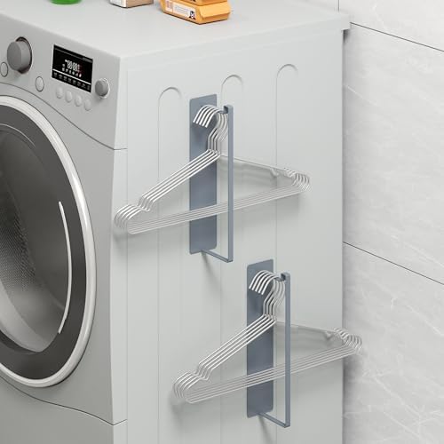 Magnetic Hanger Organizer, Thipoten Hangers Holder for Washing Machine, Holding up to 30 velvet/wire/plastic hangers, Perfect Space Saver for Laundry Room (2, Grey) by THIPOTEN