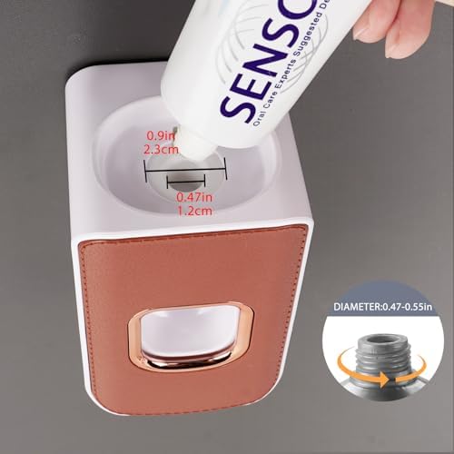 2 Slot Plastic Toothbrush Holder and Toothpaste Dispenser Wall Mounted, Automatic Toothpaste Squeezer, 2 in 1 Tooth Brush Toothpaste Organizer for Shower (Brown) - Image 2