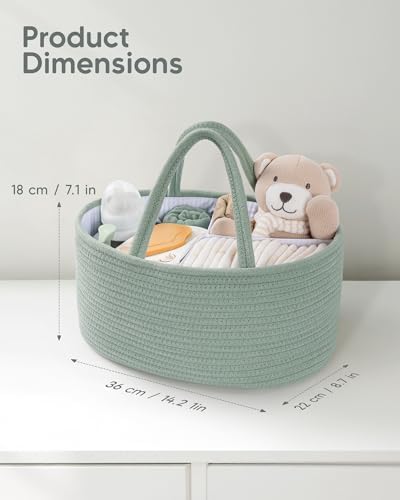 Maliton Diaper Caddy Organizer for Baby, Portable Diaper Storage Organizer for Changing Table and Car, Cotton Rope Nursery Storage Bin Basket for Baby Shower, Newborn Essentials Must Haves - Green - Image 2