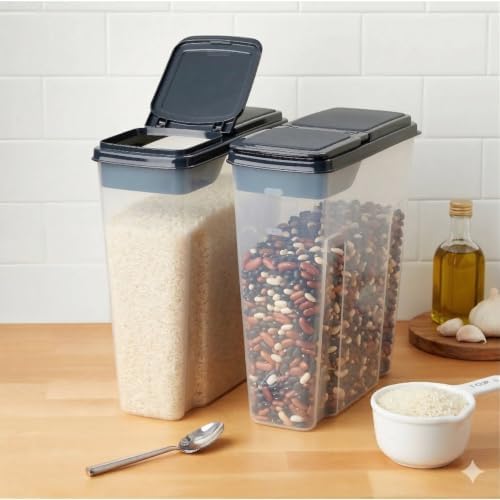 2-Pack Plastic Cereal Keeper Storage Containers 24 Cup, Dark Gray Lid - Image 3