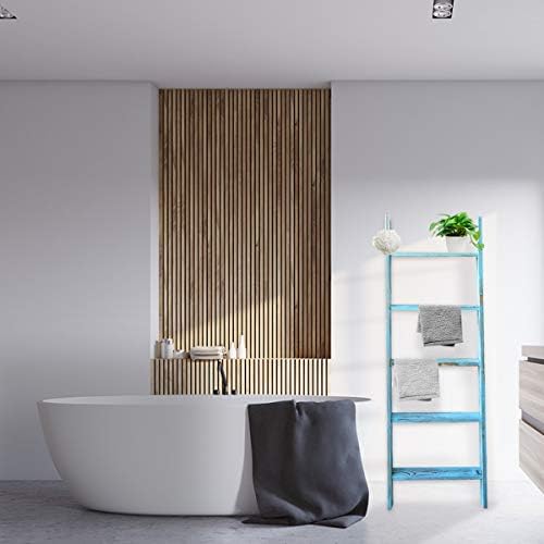 Blanket Ladders for the Living Room, Blanket Holder 5-Tier Blue - Image 2