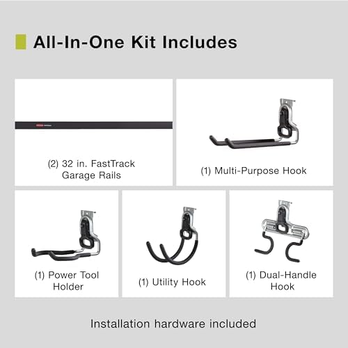 Rubbermaid Fasttrack Garage Storage System Tool Hanging Kit, Wall Mount Holder for Garden Lawn Tools/Garage/Home Organization - Image 2