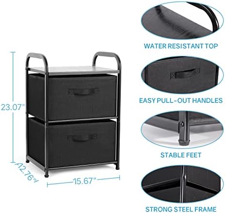 MAX Houser 2 Drawer Wide Fabric Dresser Storage Organizer Unit, Black - Image 3