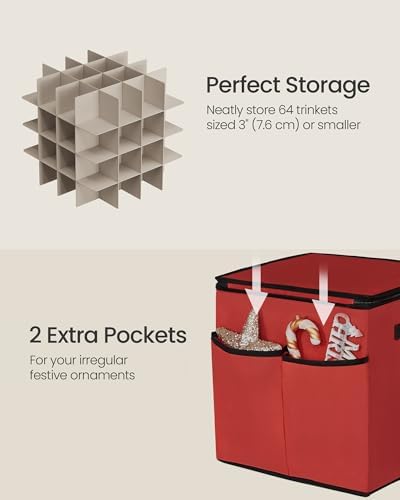 SONGMICS Christmas Ornament Storage Box, with 3 Inches 64 Slots - Image 3