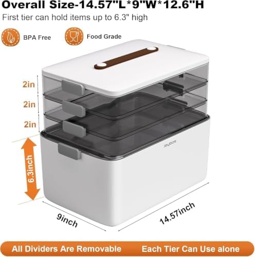 JOYBOS Medicine Storage Box Organizer, Plastic, White, 4-Tier with 7-Day Pill Case, Lockable, Waterproof, Airtight, Dustproof, - Image 3
