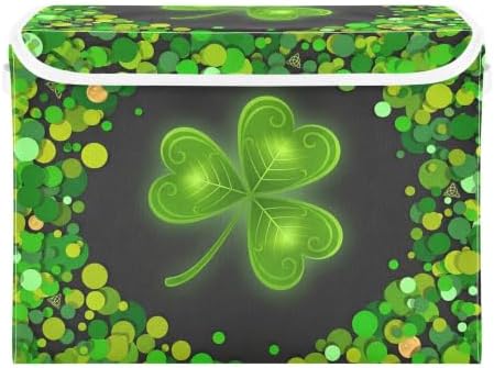 St. Patrick's Day Storage Bins with Lids and Carrying Handle,Foldable Storage Boxes Organizer Containers Baskets Cube with Cover for Home Bedroom Closet Office by LLCxigua