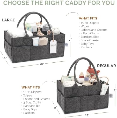 Parker Baby Co. Felt Diaper Caddy Organizer - Regular, Charcoal - Image 3