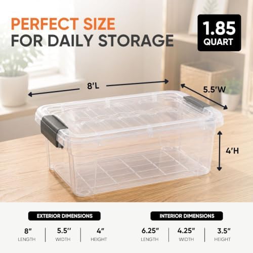 Superio 1.85 Quart Clear Plastic Storage Boxes with Lids, Stackable Organizer Containers, BPA-Free Storage Bins for Home, Office, School & Dorm, 1 Pack - Image 3