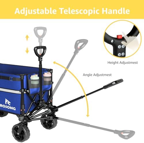 ROSONG Collapsible Wagon Cart with Wheels Foldable - Folding Utility Heavy Duty Wagons Carts for Grocery Sports Garden Shopping Camping Wheelbarrows (Blue, 120L) - Image 6