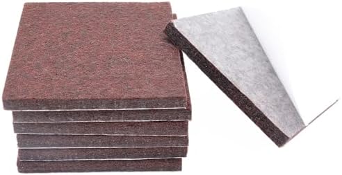 6Pcs Square Felt Furniture Pads, 4 inch x 4 inch Self Adhesive Cuttable Anti Scratch Floor Protectors for Furniture Legs Hardwood Floor, Brown, 100mm by XIWENQUKU