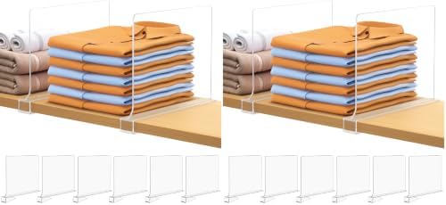 6 PCS Shelf Dividers for Closet Organization Acrylic Clear Closet Shelf Divider for Wooden Shelving Suitable for Wooden or Vertical Shelves Or Bedroom, Kitchen and Office.. (Pack of 2) by Aolloa