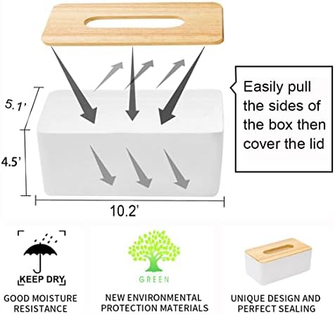 Wood Tissue Box Cover Gloves Box Holder Wooden Rectangular Tissue Box Holder for Storage on Bathroom Vanity, Countertop, Bedroom Dresser (Large(10.2 x 5.1 x 4.5)) - Image 3
