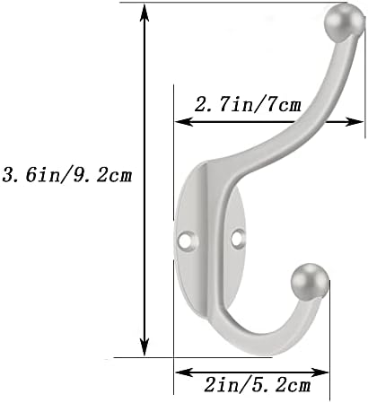 ZEYU Wall Hooks, 10Pcs Coat Hooks Hardware Towel Hooks for Hanging Coats Double No Rust Black Robe Hooks Wall Mounted with Screws for Key, Towel, Bags, Cup, Hat - Image 2