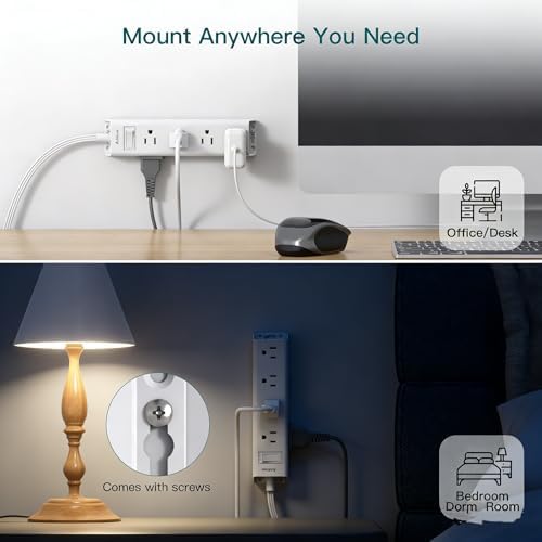 Power Strip Surge Protector with 12 Outlets, Flat Plug Extension Cord 6FT - Image 5