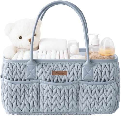 Konssy Baby Diaper Caddy Organizer, Braided Quilted Design with PU Handles by Konssy
