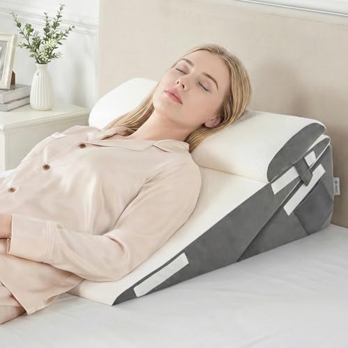 Vekkia 2PCS Wedge Pillow Set for Sleeping After Surgery,Fit for Acid Reflux by Vekkia