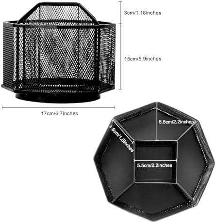 Comix Mesh 360° Rotating Pen Holder, Desk Organizer for Home Office, Black - Image 3
