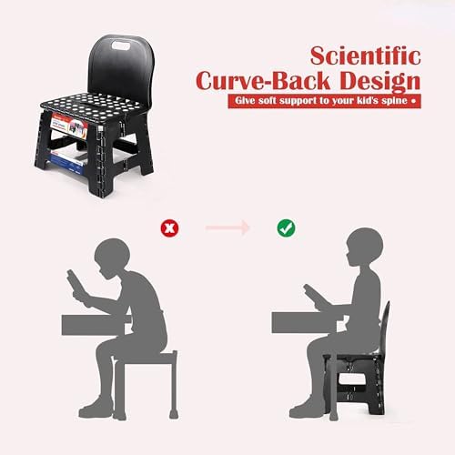 ACSTEP Folding Kids Step Stool with Back Support for Kids,9" Plastic Kids Chair for Outdoor or Indoor Kitchen Step Stools and Bathroom Stool for Toddlers Boys Girls - Image 2