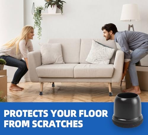 20PCS Black Small Chair Leg Floor Protectors for Hardwood Floor-Fit 0.8"-1" - Image 2
