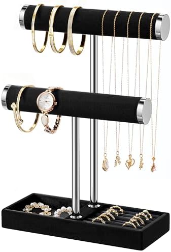 bussdis 2 Tier Bracelet Holder Display, Necklace Holder Organizer, BK/SL by BUSSDIS