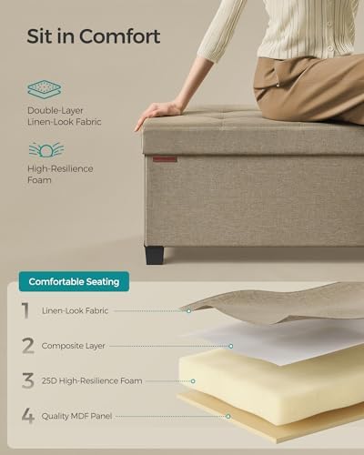 SONGMICS Storage Ottoman Bench, Foldable Foot Rest with Legs - Image 5