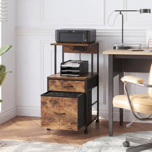 Printer Stand with Charging Station, File Cabinet for Home Office - Image 5
