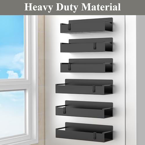 HuggieGems 6 Pack Black Magnetic Spice Rack Organizer for Refrigerator - Image 4